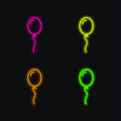 Canvas Print - Balloon four color glowing neon vector icon