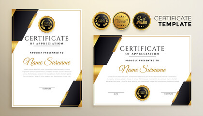 Sticker - professional black and golden diploma certificate template in premium style