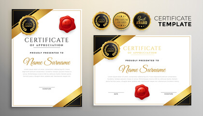 Sticker - premium golden diploma certificate multipurpose template