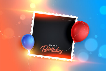 Poster - beautiful birthday photo frame banner with balloons
