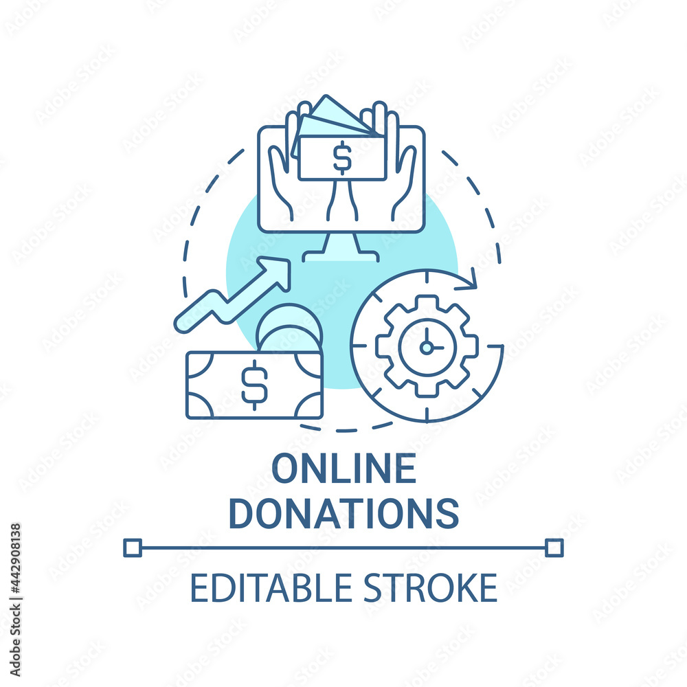 Online donations concept icon. Fundraising event abstract idea thin ...