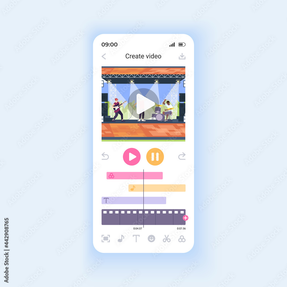 Editing video files for social media smartphone interface vector ...