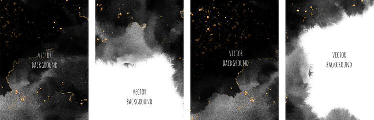 set of vector watercolour universal backgrounds with glitter and copy space for text