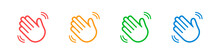 Waving Hands Icons Set Isolated On White Background. A Sign Of Greeting Or Goodbye. Flat Style. Vector Illustration