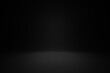 Blank luxury black gradient background with product display. Empty studio with room floor or black backdrop. 3D rendering