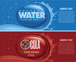 water and cola splash with many drops and place for text	
