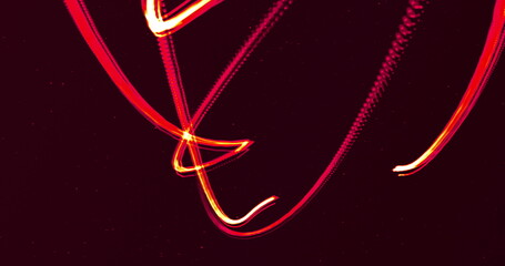 Two glowing red lines entertwining moving on a black background