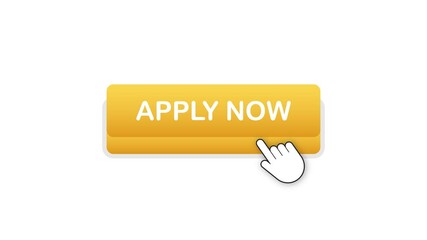 Poster - Apply now. Web banner. Arrow, cursor icon. Arrow icon. Hand click. Motion graphics.