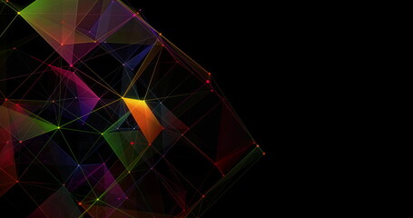 Multicolored geometrical shapes against black background
