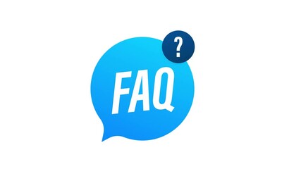 Sticker - Frequently asked questions FAQ banner. Computer with question icons. Motion graphics.