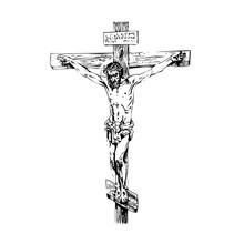 Jesus Christ, Crucifixion. Hand Drawing Sketch