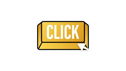 Poster - Click with cursor button. Internet icon. Pointer click icon. Motion graphics.