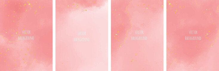 Wall Mural - Set of vector watercolour universal backgrounds with glitter and copy space for text