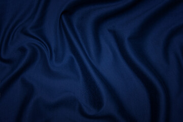 Wall Mural - Blue fabric texture background, wavy fabric soft blue color, luxury satin or silk cloth texture.