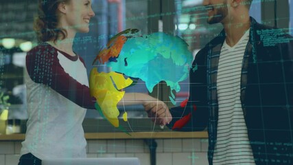 Poster - Animation of globe and data processing over handshake