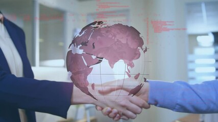 Poster - Animation of globe and data processing over handshake