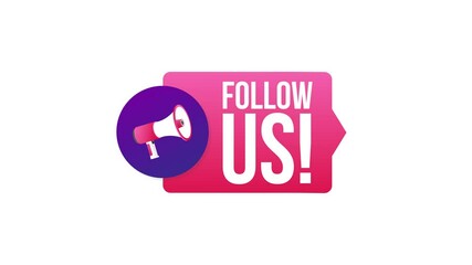 Aufkleber - button follow us on white background. motion graphics.