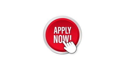 Poster - Apply now. Web banner. Arrow, cursor icon. Arrow icon. Hand click. Motion graphics.