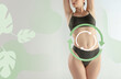 Women belly with drawing arrows. Fat lose, liposuction and cellulite removal concept. Good and fast metabolic problem.