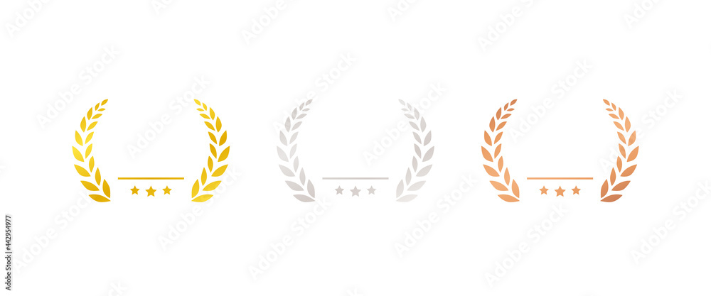 set of gold silver and bronze medals flat icons	 / award / prize / rank / ranking
 - obrazy, fototapety, plakaty 