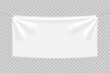 White textile banner with folds isolated on white background