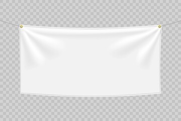 Wall Mural - white textile banner with folds isolated on white background