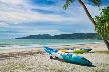 kayak on the beach at Patong with no tourism during covid-19 period