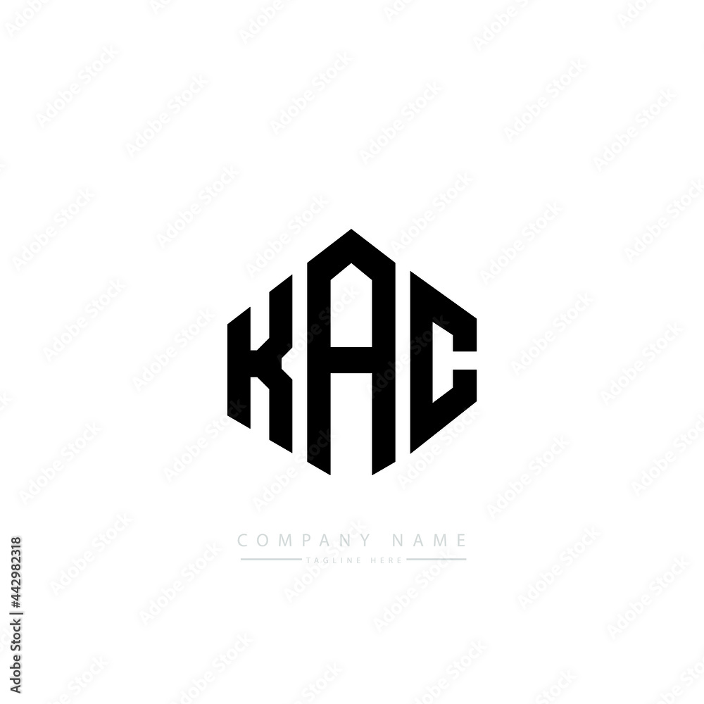 KAC letter logo design with polygon shape. KAC polygon logo monogram. KAC cube logo design. KAC hexagon vector logo template white and black colors. KAC monogram, KAC business and real estate logo.  - obrazy, fototapety, plakaty 