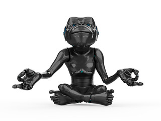 cyber monkey is doing yoga