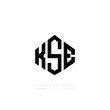 KSE letter logo design with polygon shape. KSE polygon logo monogram. KSE cube logo design. KSE hexagon vector logo template white and black colors. KSE monogram, KSE business and real estate logo. 