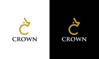 Aufkleber - luxury letter C with crown logo or icon vector design template.
