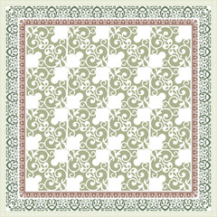 Poster - Elegant abstract scarf pattern design with ethnic and floral ornament. Hijab motif design 