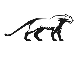Wall Mural - black panther logo sign emblem silhouette vector illustration on white background animal