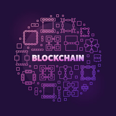 Poster - Blockchain concept vector round colored outline illustration
