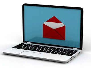 Poster - 3d illustration e-business laptop email sign
