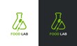 Food Lab test tube with spoon and fork.Food Lab Logo Template.