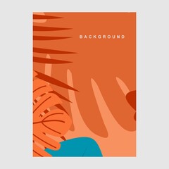 Wall Mural -  wallpapers with tropical leaves and plants in minimal simple.Vector abstract backgrounds .banners, posters, cover design templates, social media stories.