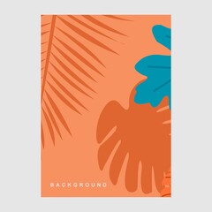 Wall Mural -  wallpapers with tropical leaves and plants in minimal simple.Vector abstract backgrounds .banners, posters, cover design templates, social media stories.