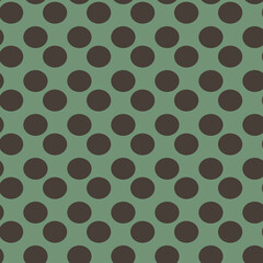 Poster - Brown dots on green background vector seamless repeat pattern print