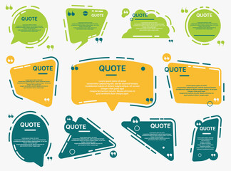 Fototapete - Quote box and speech bubble colorful templates set