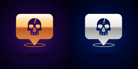 Sticker - Gold and silver Skull icon isolated on black background. Pirate captain. Happy Halloween party. Vector