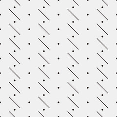 Aufkleber - Dots and diagonal sticks pattern. Seamless and vector black shapes on gray background.