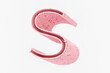 Feminine concepts alphabet letter S. Soft pink modern terrazzo pattern. High quality 3d rendering.