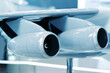 Model of turboprop engines of a passenger airliner. Close-up