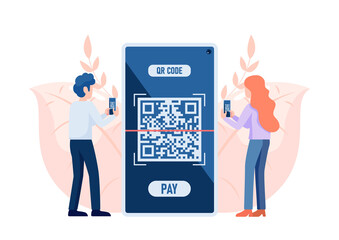 Poster - People Use Smartphone Scanning QR Code to Payment