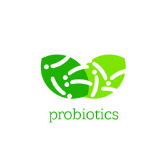 Probiotics logo. Bacteria logo. Concept of healthy nutrition ingredient for therapeutic purposes. Simple flat style trend modern logotype graphic design isolated