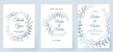 Fototapeta  - wedding invitation elegant simple white with greenery watercolor pastel leaf decoration