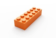 Colorful Orange Plastic Block On A White Background 3D Render