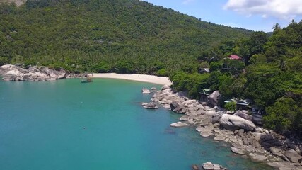 Wall Mural - Drone fly cam along Coastline at koh Phangan island, Thailand