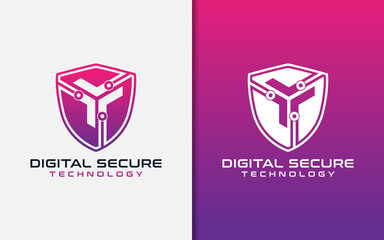 Poster - Digital Secure Shield Technology Logo Design. Vector Logo Illustration.